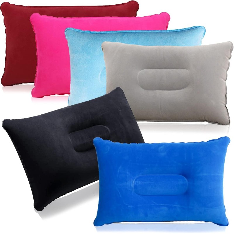 Inflatable Camping Pillow, 6 Pieces, Sandy Beach Pillow, Waterproof, Self-Inflating Pillow, Ultralight Travel Pillow, Compressible for Office, Weekend Trips, Beach Holidays, Tent Holidays (34 x 22 cm)