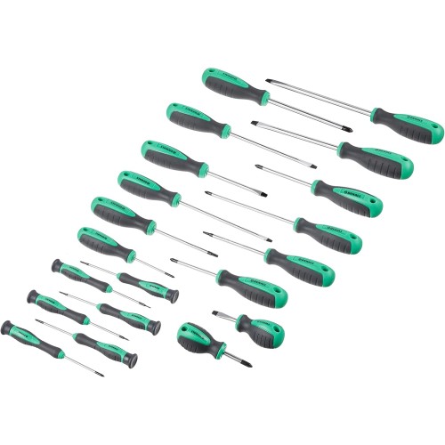 Amazon Brand - Denali 20-Piece Slotted/Torx/Phillips Screwdriver Set - Black/Silver/Grey