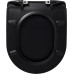 Tiger Tune Toilet Seat with Soft Close Mechanism and Easy-Clean Function, D-Shape, Duroplast, Colour: Black / Brushed Stainless Steel