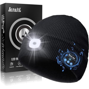 Lenski Gifts for Men, Birthday Gift for Men, Gifts for Dad, Men's Gift, Advent Calendar Filling, Men, Gadgets for Men, Bluetooth Hat Beanie with LED Light