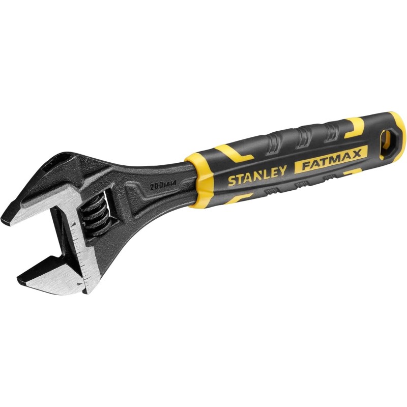 Stanley FatMax FMHT13126-0 Adjustable Wrench (8 Inches, Bi-Material, with Quick Release Function, Metric and Inch Dimensions, Hanging Hole)