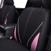 Flying Banner Universal Breathable Mesh Car Seat Covers Full Set Airbag Compatible Cushion Protector (Black and Pink)