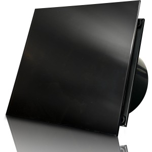 DOSPEL VERONI GLASS Bathroom Fan 120 mm Black with Timer, High Energy Efficiency, Ultra-Quiet Operation, Wall Extractor Fan, Heavy Duty, for Toilet and Bathroom, 230 V