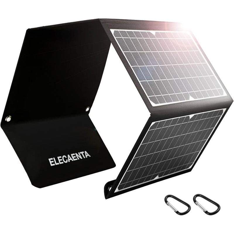 ELECAENTA Solar Charger 30W Hiking PD18W Portable Solar Panel Foldable IPX5 Waterproof with USB A Type C QC 3.0 for Smartphone Tablet Power Bank Camera Sports Camping Travel Survival
