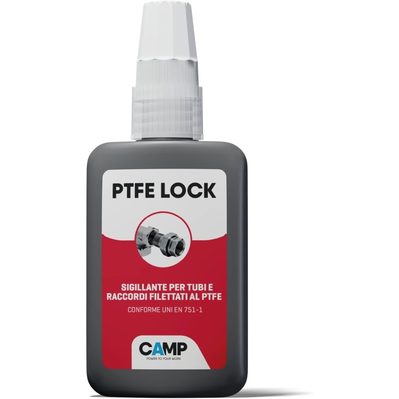 Camp PTFE LOCK Dichtmittel, Professionelle Ptfe Additivdichtung für Gewinderohre und Fittings, Für Luft, Gas, Wasser, Öle, Weiß, 50 ml
