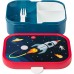 Mepal Campus Space Lunchbox 107440065389 with Bento Insert and Fork, 700 ml, Dark Blue
