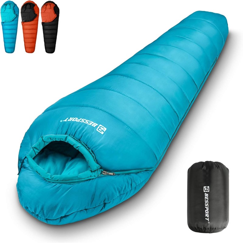 Bessport Sleeping Bag -10 °C -15 °C 4 Seasons Winter Mummy Sleeping Bag Water-Repellent Sleeping Bag for Travel Camping Outdoor Camping or Indoor
