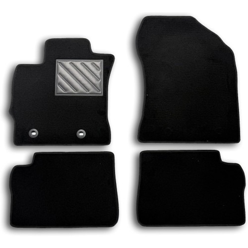 Toyota Auris II 2013 Onwards - Hybrid Tailored Black Carpet Car Mats with Buttons and Rubber Bumper