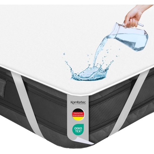 Komfortec Waterproof Mattress Protector 180 x 200 cm, Breathable, Crinkle Free, Oeko-Tex Certified, Mattress Incontinence Pad, Comfortable Fit, White