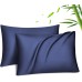 Fittia Lyocell Bamboo Cushion Cover Bamboo Fibre Pillowcase Silky Soft Cooling Breathable with Concealed Zip Navy Blue 40 x 60 cm Set of 2