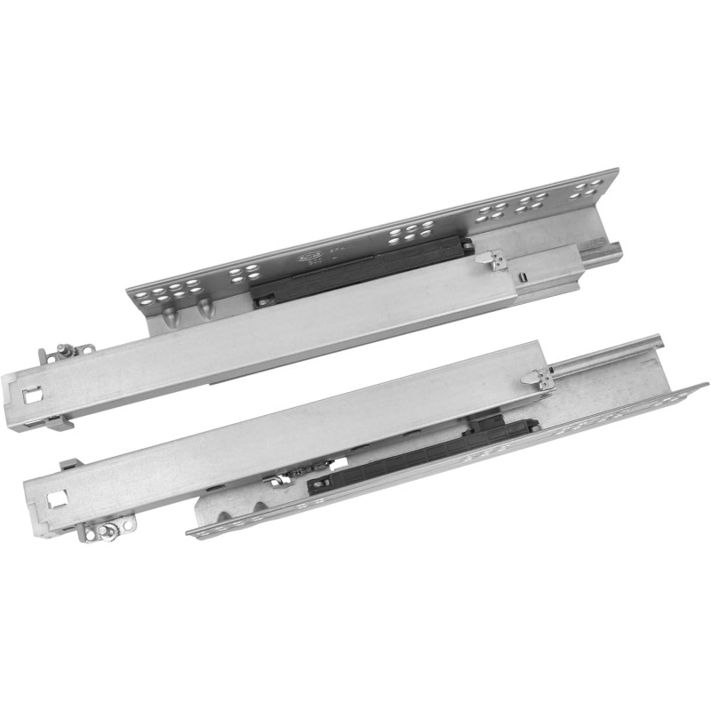 Amig - Комплект от 2 плъзгащи се релси Mod.45, изработени от поцинкована стомана за мебели, скринове или шкафове | Пълно изтегляне, самозатваряне и отваряне с натиск | Устойчивост: 25 кг/чифт | Размери: 400 мм