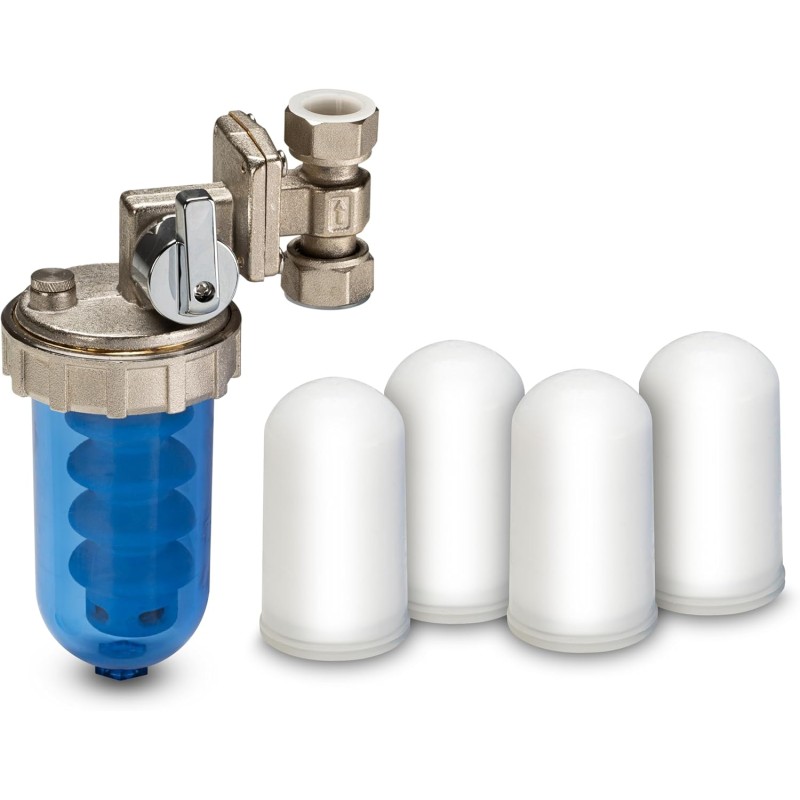 WK - Rotatable Polyphosphate Boiler Dispenser Useful for Filtration of Water, Includes 4 Cartridges, Acts as Anti-Limescale and Corrosion Protection for All Plants