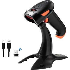 Tera Barcode Scanner 1D 2D QR 3 в 1 безжичен 2,4 GHz / Bluetooth / USB кабелен четец на баркодове със стойка/скоба HW0001