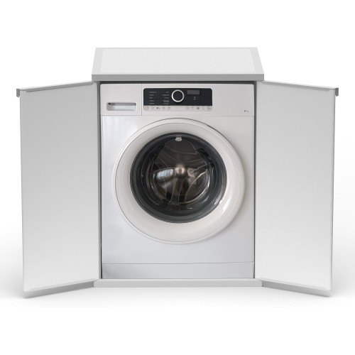 Adventa: Washing Machine Cover PP PVC ABS Resin Universal Easy to Install Moisture Resistant Laundry Room Garage Outdoor 68.5 x 64.5 x 88 cm White