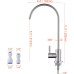 Ibergrif Reverse Osmosis (RO) Tap for 1/4 Inch and 3/8 Inch Osmosis System Sink Mixer Water Filter High Comfort Spout 292 mm 360° Swivelling Stainless Steel 304 Silver M22301A