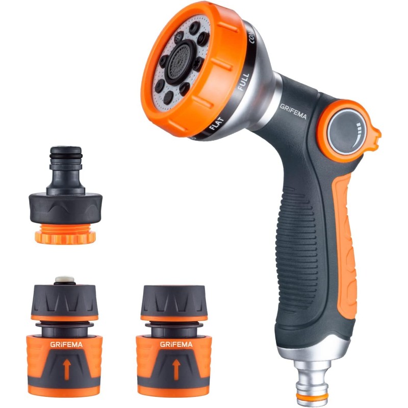 GRIFEMA Garden Shower Suit, ръчни душове за градина, акрилонитрил-бутадиен-стирен (ABS), 8 режима на поливане, регулируем дебит на водата за поливане на градина, миене на кола, душ за домашни любимци
