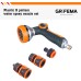 GRIFEMA Garden Shower Suit, ръчни душове за градина, акрилонитрил-бутадиен-стирен (ABS), 8 режима на поливане, регулируем дебит на водата за поливане на градина, миене на кола, душ за домашни любимци