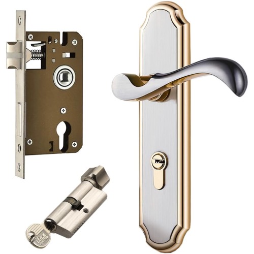 Qrity Door Handle Lock Zinc Alloy Modern Door Handle Set Anti-Theft Door Lever Lock with Keys