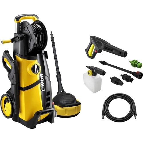 LAVOR LVR4 PLUS 160 WPS Pressure Washer with Washing Programs WPS and Hose Reel, 8 m High Pressure Hose, Maximum Pressure 160 Bar, Maximum Flow Rate 510 l/h, 2500 Watt, Yellow