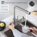 CECIPA 3-Way Kitchen Tap, 360° Swivel, Mixer Tap Kitchen for Osmosis System, 3-in-1 High Pressure Tap, Drinking Water Tap with 2 Levers, Brushed Stainless Steel (no water filter)