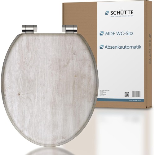 SCHÜTTE Lightwood Toilet Seat with Soft-Close Mechanism, Toilet Seat with Toilet Lid, Wooden Core Toilet Lid with Motif (Maximum Load Capacity of the Toilet Seat: 150 kg), Wood Colour