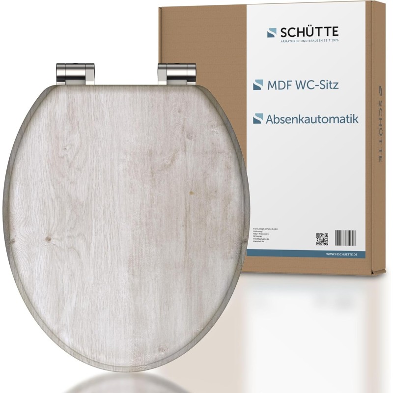 SCHÜTTE Lightwood Toilet Seat with Soft-Close Mechanism, Toilet Seat with Toilet Lid, Wooden Core Toilet Lid with Motif (Maximum Load Capacity of the Toilet Seat: 150 kg), Wood Colour