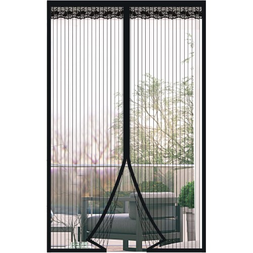 DIKER Fly Screen Magnetic Door, 100 x 230 cm, Fly Curtain Magnetic Balcony Door, No Drilling, Insect Protection Curtain, Mosquito Net Door, Fly Doors for Living Room, Patio Door (Black)