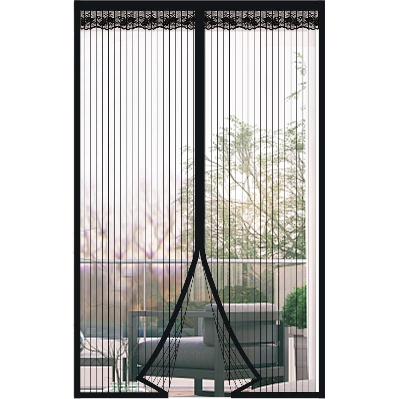 DIKER Fly Screen Magnetic Door, 100 x 230 cm, Fly Curtain Magnetic Balcony Door, No Drilling, Insect Protection Curtain, Mosquito Net Door, Fly Doors for Living Room, Patio Door (Black)