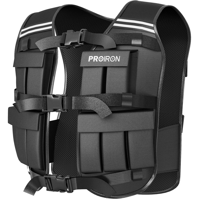 PROIRON Adjustable Weighted Vest 10/20 kg with Reflective Strips for Running, Strength Training, Workouts, Jogging and Home Gym