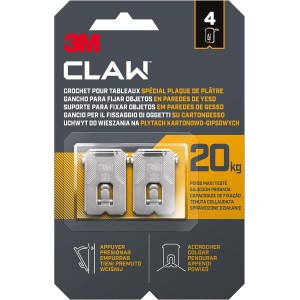 3M CLAW Drywall Picture Hanger 20 kg 3PH20-4WMR 4 Hangers
