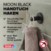 tesa MOON BLACK Handtuchhaken, matt schwarz, für Bad & WC - für Bäder im Industrial Style und moderne Badezimmer - bohrfrei, inklusiv Klebelösung - 37 mm x 37 mm x 36 mm