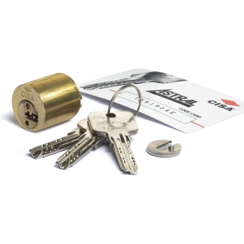 CISA 10A21050000GL Astral European Lock Cylinder Nickel Plated Brass 50mm Projection 24.5mm 3 Keys