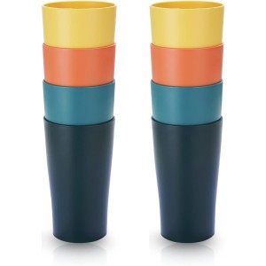 Plastic Cups, Pack of 8, Coffee Cups, 450 ml, Unbreakable Drinking Cups for Children and Adults, Reusable Cup for Water, Milk, Tea, Coffee, for Home, Camping, Picnic, Travel