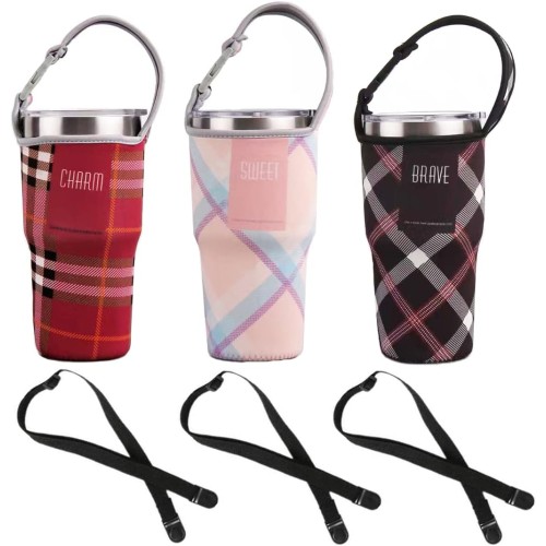 TuNan 3 Pack Yeti Rtic Atlin Ozark Trail Rambler Neoprene Sleeve with Carry Handle Red Pink Black