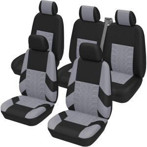 TOYOUN Universal Car Van Seat Covers Complete Set for 5 Seater Front Seat Covers with 1+2 Double Seat Covers for Passenger Rear Seat Covers for Estate Cars Crew Van Combi, Grey