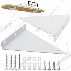 WiDream 2 Pieces Invisible Triangle Shelf Brackets, Shelf Brackets Triangle White, Triangle Shelf Brackets Invisible, Hidden Shelf Bracket for Living Room, Kitchen, Bedroom (130 x 140 mm)