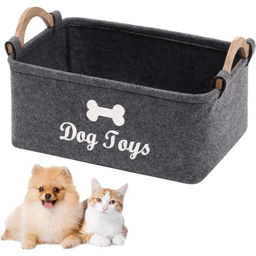 bangminda Pet Toy Felt Storage Box Foldable Storage Basket for Pet Dog Toy Chew Toy Blankets Dog Clothes (Dog)