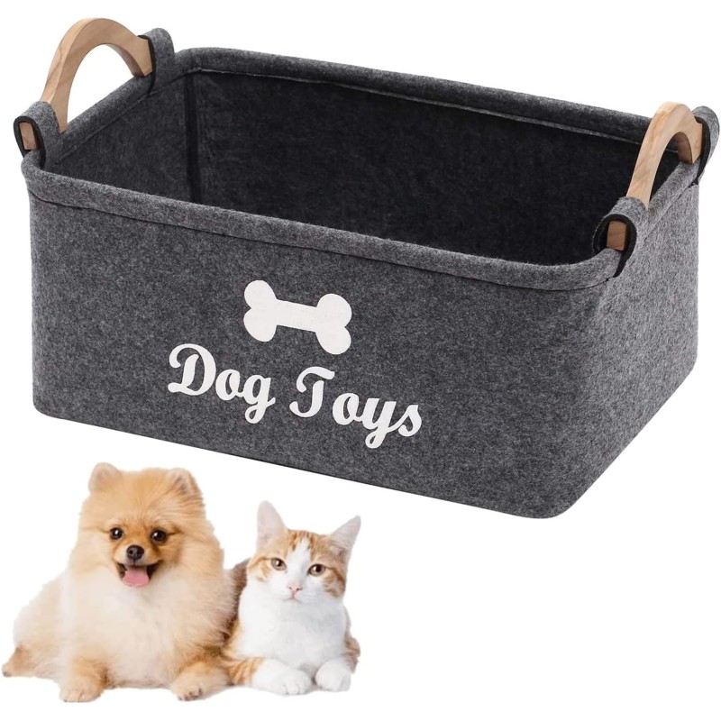 bangminda Pet Toy Felt Storage Box Foldable Storage Basket for Pet Dog Toy Chew Toy Blankets Dog Clothes (Dog)