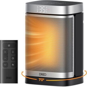 Dreo Heizlüfter Energiesparend Leise, 1500W Heizung Elektrisch mit Fernbedienung, 70° Oszillierend Elektroheizung, 12-Std-Timer, 3 Modus 3 Geschwindigkeit, PTC Keramik Heizlüfter Klein, Atom One