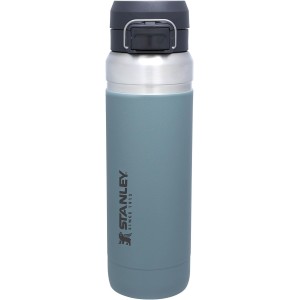 Stanley Quick Flip Water Bottle, неръждаема стомана, 1,06 л, поддържа напитките студени за 18+ часа, без BPA, подходяща за миене в съдомиялна машина, капак с бутон, термос, устойчив на изтичане, шисти (син)