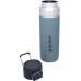 Stanley Quick Flip Water Bottle, неръждаема стомана, 1,06 л, поддържа напитките студени за 18+ часа, без BPA, подходяща за миене в съдомиялна машина, капак с бутон, термос, устойчив на изтичане, шисти (син)