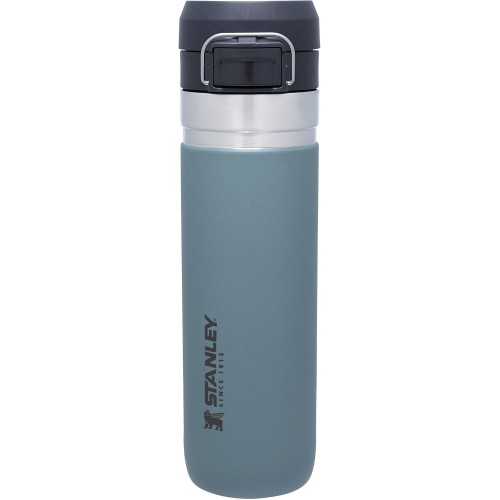 Stanley Quick Flip Water Bottle, Stainless Steel, 0.71 L, Keeps Drinks Cold for 12+ Hours, BPA-Free, Dishwasher-Safe, Push Button Lid, Leak-Proof Thermos Flask, Shale (Blue)