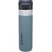 Stanley Quick Flip Water Bottle, Stainless Steel, 0.71 L, Keeps Drinks Cold for 12+ Hours, BPA-Free, Dishwasher-Safe, Push Button Lid, Leak-Proof Thermos Flask, Shale (Blue)