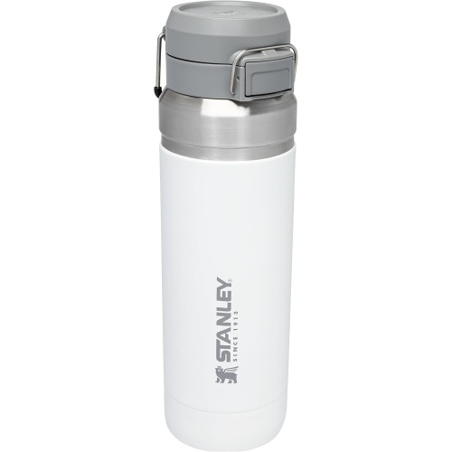 Stanley Quick Flip Water Bottle, Stainless Steel, 1.06 L, Keeps Drinks Cold for 18+ Hours, BPA-Free, Dishwasher-Safe, Push Button Lid, Leak-Proof Thermos Flask, Polar (White)