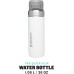 Stanley Quick Flip Water Bottle, Stainless Steel, 1.06 L, Keeps Drinks Cold for 18+ Hours, BPA-Free, Dishwasher-Safe, Push Button Lid, Leak-Proof Thermos Flask, Polar (White)