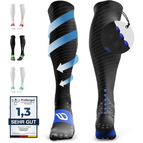 Diasports Runstars компресионни чорапи за спорт, бягане, маратон и триатлон, премиум компресионни чорапи с равномерна компресия и подсилена пета за мъже и жени