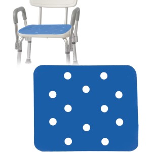 Bath Chair Seat Mat - Elderly Shower Bench Cushion Non-Slip EVA Foam Pad with Adhesive for Disabled Handicap Senior, Square, Stool Not Included