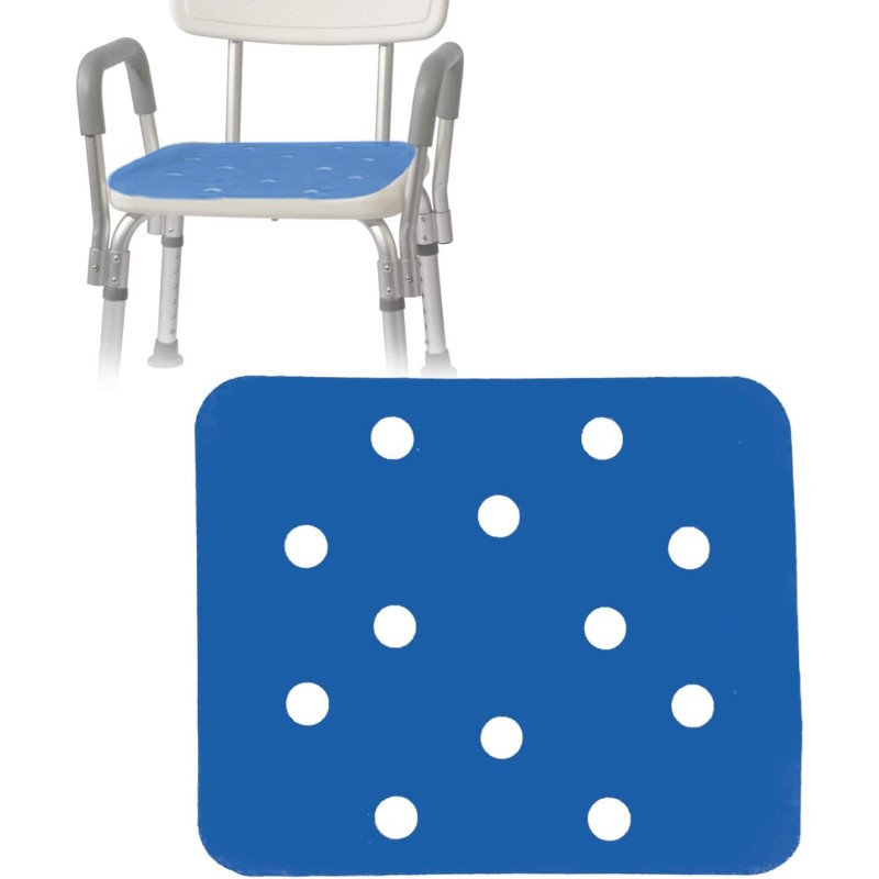 Bath Chair Seat Mat - Elderly Shower Bench Cushion Non-Slip EVA Foam Pad with Adhesive for Disabled Handicap Senior, Square, Stool Not Included