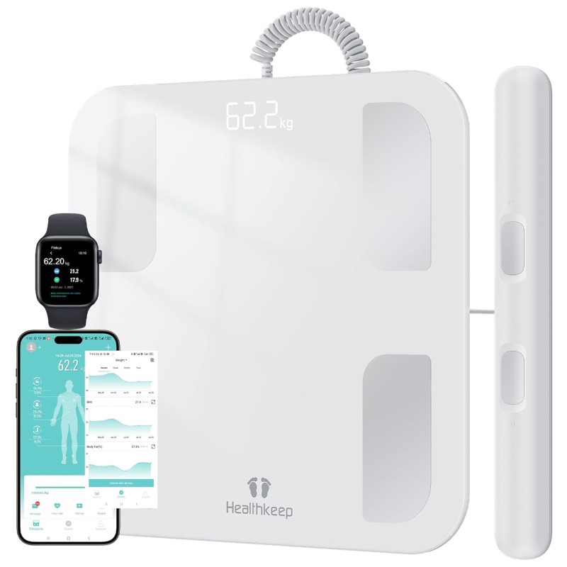 Body Fat Scales Digital Personal Scales Bluetooth with 8 Electrodes Full Body Analysis Scales with App and Hand Sensors Smart Body Scales for 18 Body Data Analyzed BMI Weight Muscle Mass