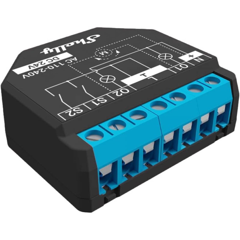 Shelly Plus 2PM | WLAN & Bluetooth 2-Kanal Relais Schalter mit Strommessung| Smart Home Hausautomation| Funktioniert mit Alexa| iOS- & Android-App| Kein Hub erforderlich| Rollläden steuern